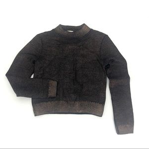 Tezenis Crewneck Sweater Metallic Black Ribbed S